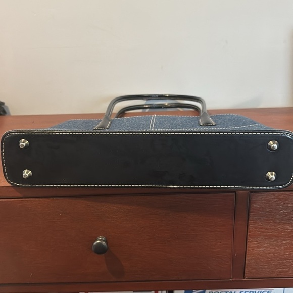 Kate Spade denim and black old school style stiff handled first handbag - Picture 2 of 16